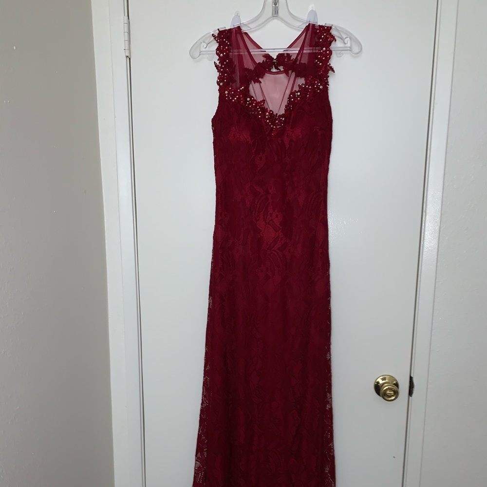 Burgundy lace dress